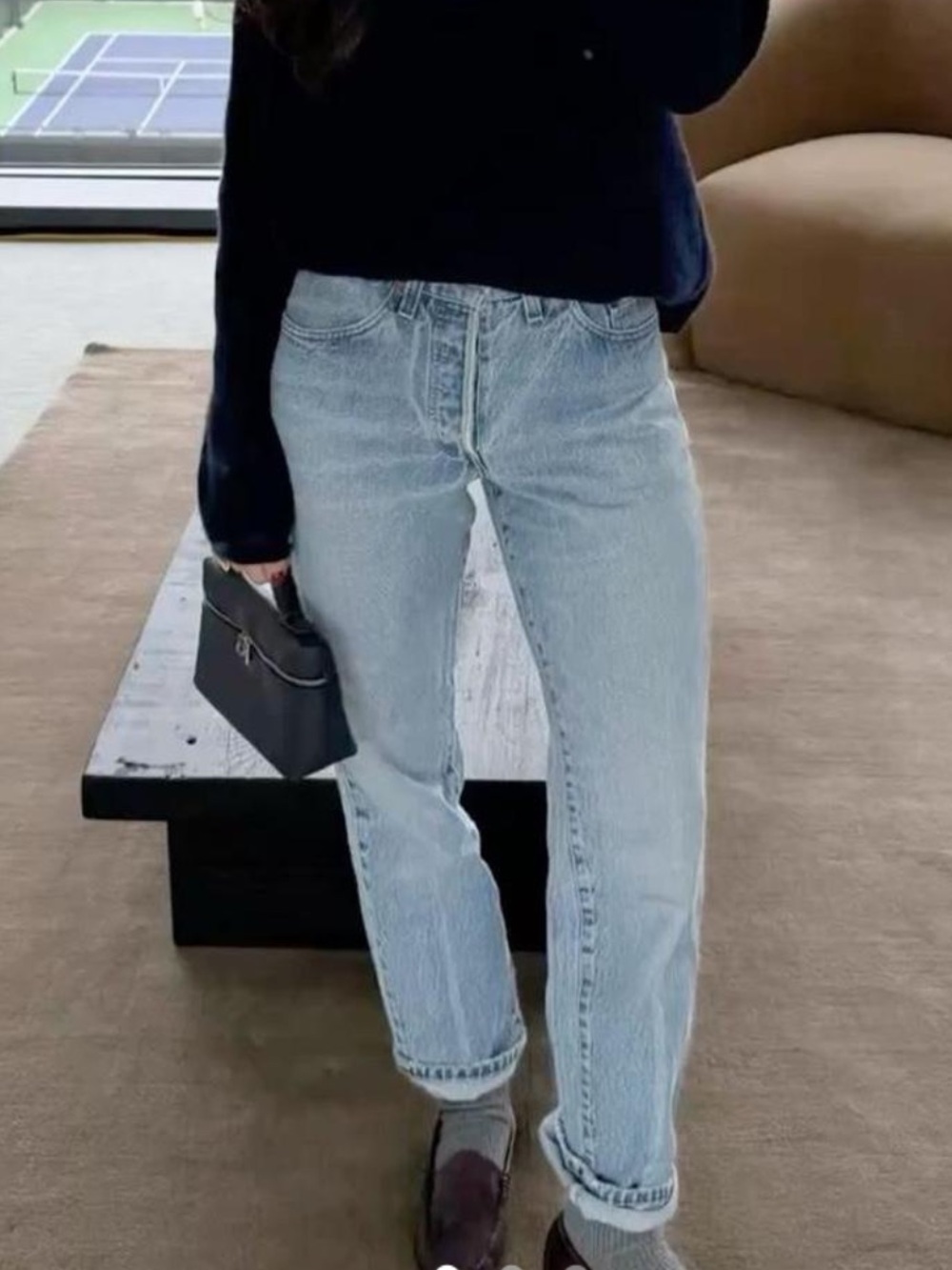 Zara Light Wash Mid Rise Straight Leg Jeans